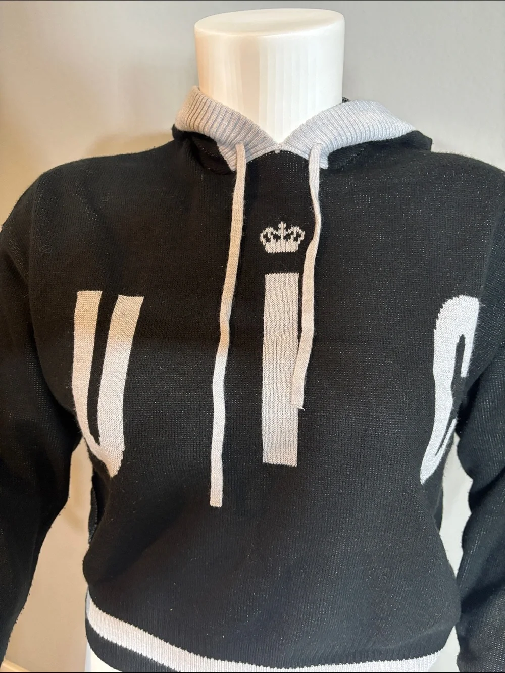 Juicy Couture Black and White Crewneck Hooded Sweater - Men